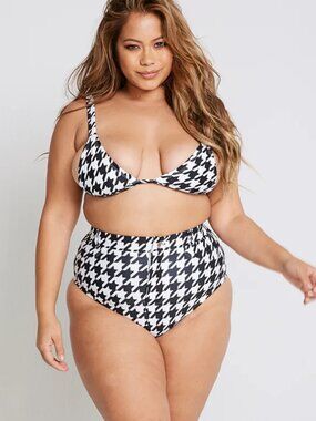 Alpine Butterfly Swim St Tropez Top 2X NEW Houndstooth